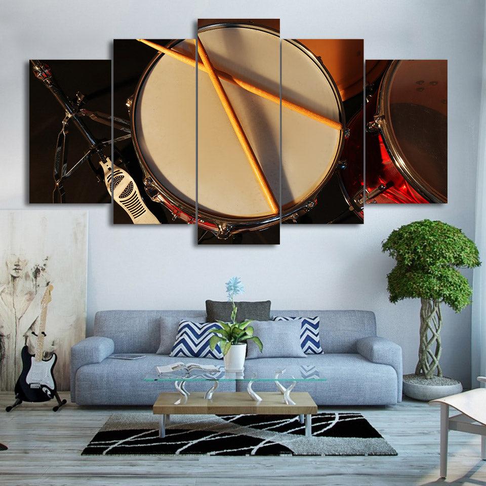 Drum Set Canvas Print - 5 Panel WallDrum Set Canvas Print - 5 Panel Wall  