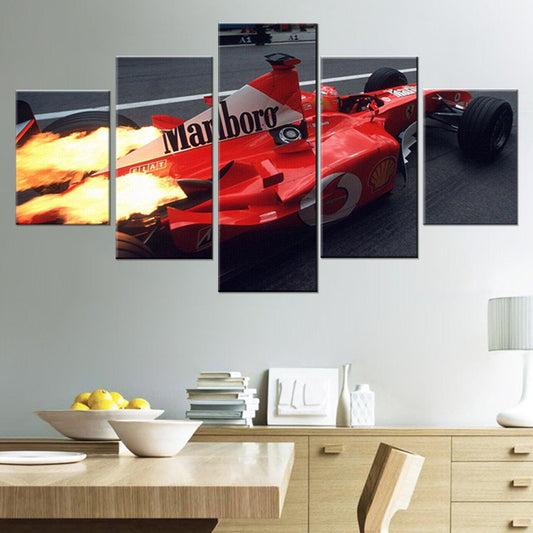 Ferrari Marlboro Michael Schumacher 2003 Austrian GP Fire - 5 Panel Canvas Print Wall Art - GotItHere.com