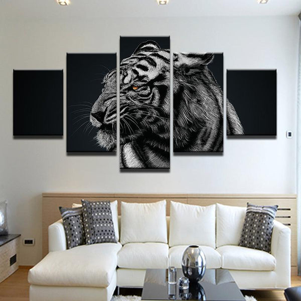 White Tiger Canvas Print | Animals 5 Panel Wall Art – GotItHere.com