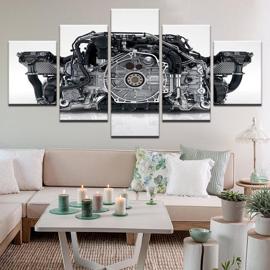 Porsche 911 Carrera Engine 5 Panel Canvas Print Wall Art - GotItHere.com