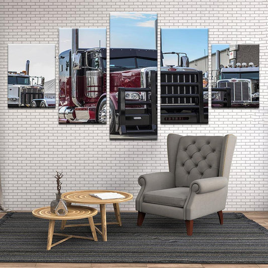 Peterbilt Semi Trucks 5 Panel Canvas Print Wall Art - GotItHere.com