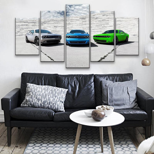 Dodge Challengers 5 Panel Canvas Print Wall Art - GotItHere.com