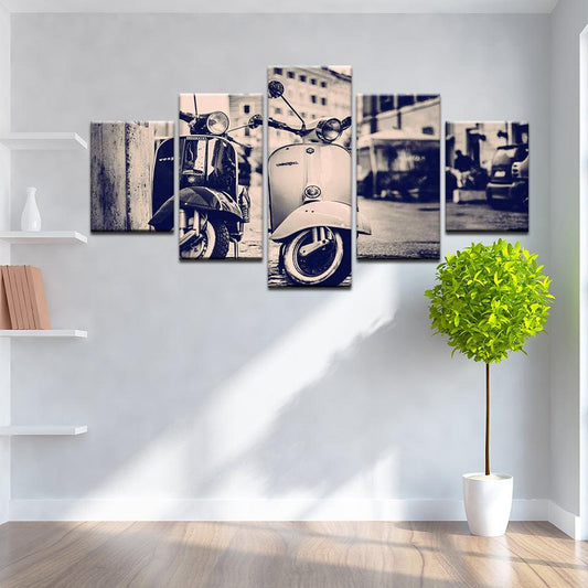 Vespa Vintage Scooter 5 Panel Canvas Print Wall Art - GotItHere.com