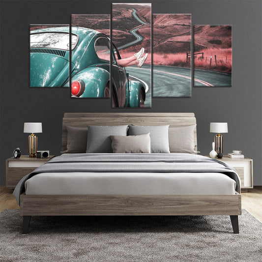 Volkswagen Beetle 5 Panel Canvas Print Wall Art - GotItHere.com