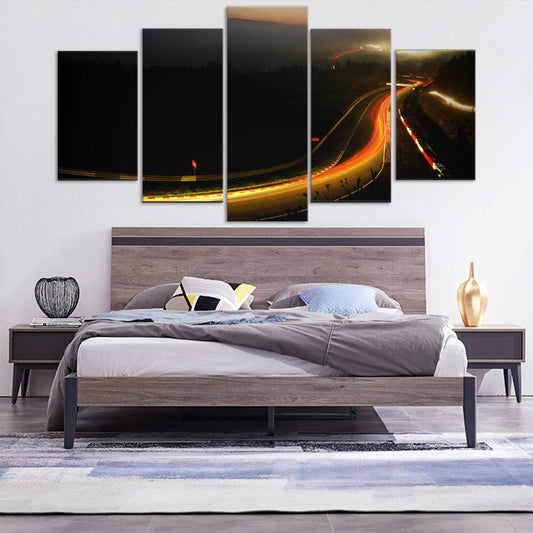 Nurburgring Night Time Lapse 5 Panel Canvas Print Wall Art - GotItHere.com