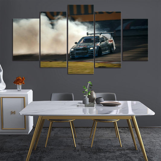 Nissan Skyline GTR 5 Panel Canvas Print Wall Art - GotItHere.com