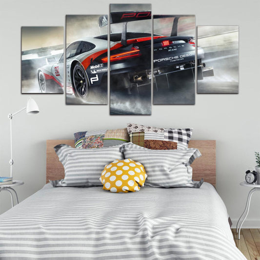 Porsche 911 RSR 5 Panel Canvas Print Wall Art - GotItHere.com