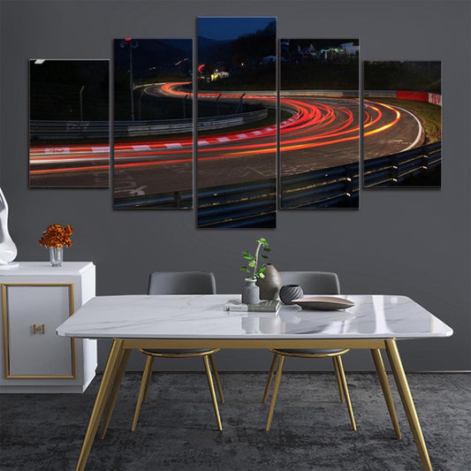 Nurburgring Night Time Lapse 5 Panel Canvas Print Wall Art - GotItHere.com