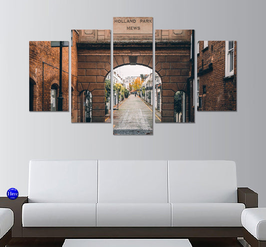 Holland Park Mews London 5 Panel Canvas Print Wall Art - GotItHere.com