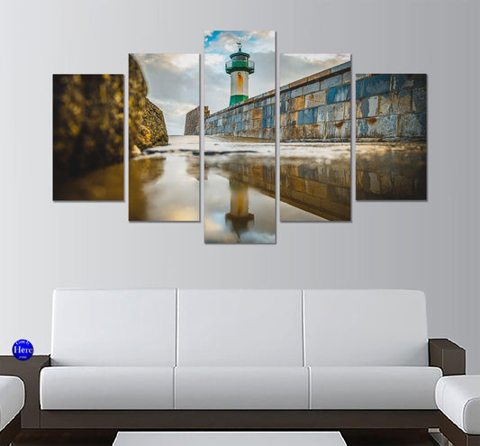 Leuchtturm Sassnitz Rugen Island Germany Lighthouse 5 Panel Canvas Print Wall Art - GotItHere.com