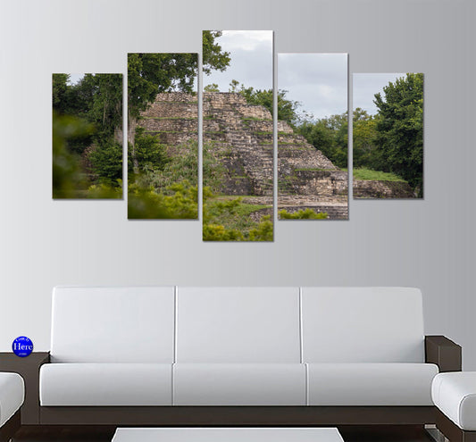 Mayan Temple Ruin Yaxha, Yucatan, Mexico 5 Panel Canvas Print Wall Art - GotItHere.com