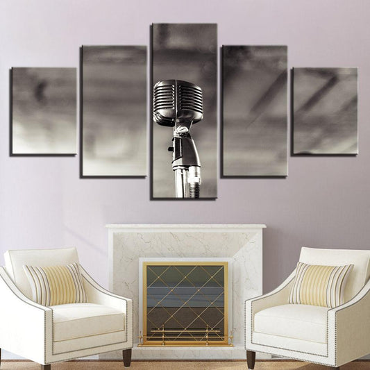 Vintage Microphone 5 Panel Canvas Print Wall Art - GotItHere.com