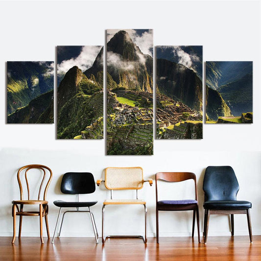 Machu Picchu Peru Mountains 5 Panel Canvas Print Wall Art - GotItHere.com