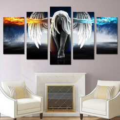 Fire And Ice Angel Canvas Wall Art - Balance & Wings Prints Posters 