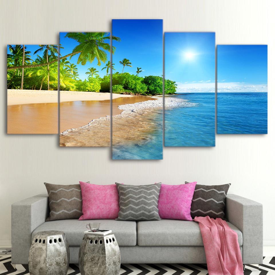 Tropical Beach Canvas Print Wall Art Palm Trees Nature Sand 9226