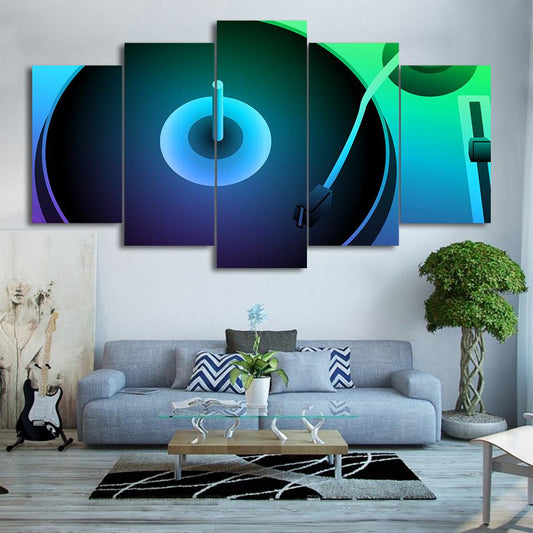 Record Player Turntable 5 Panel Canvas Print Wall Art - GotItHere.com