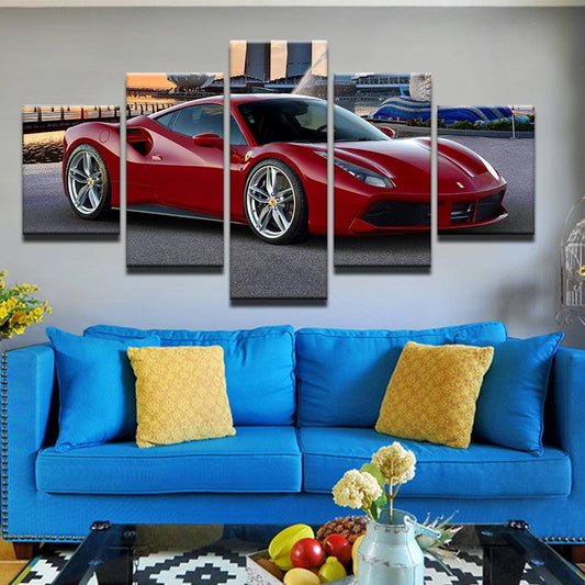 Ferrari 488 5 Panel Canvas Print Wall Art - GotItHere.com